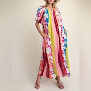 PRINTED RAYON GAUZE DRESS